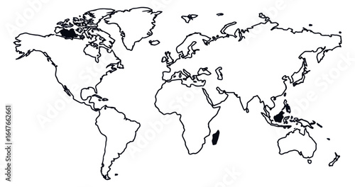 Simple world map outline graphic