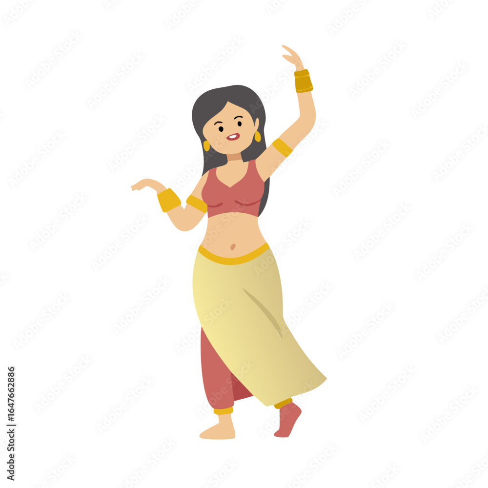 Belly dancer girl in traditional costume, flat vector illustration design Belly dancer girl in traditional costume, flat vector illustration design
