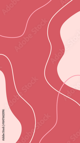 Abstract Pink Red Minimalist Wavy Line Background