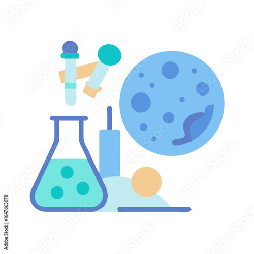 Science and Space Exploration Experiment Concept with Globe and Laboratory Equipment