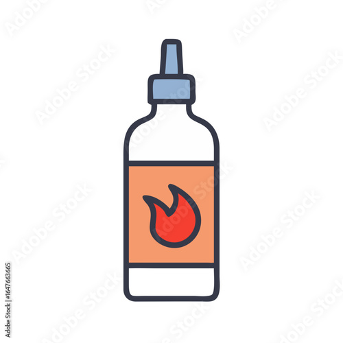 Cartoon style drawing of a bottle of very hot spicy sauce