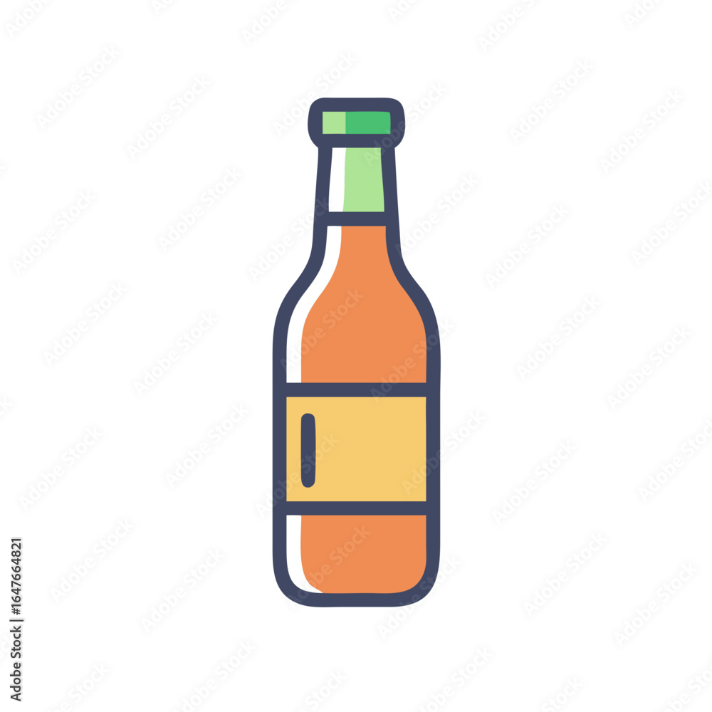 Cartoon illustration of a refreshing bottled beverage with a vibrant aesthetic Cartoon illustration of a refreshing bottled beverage with a vibrant aesthetic