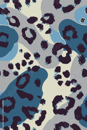 Decorative Abstract colorful Leopard Jaguar Animal Skin, Cubist shapes suitable for printing on surface hand drawn artistic brush elegant floral multicolored design vector seamless pattern 