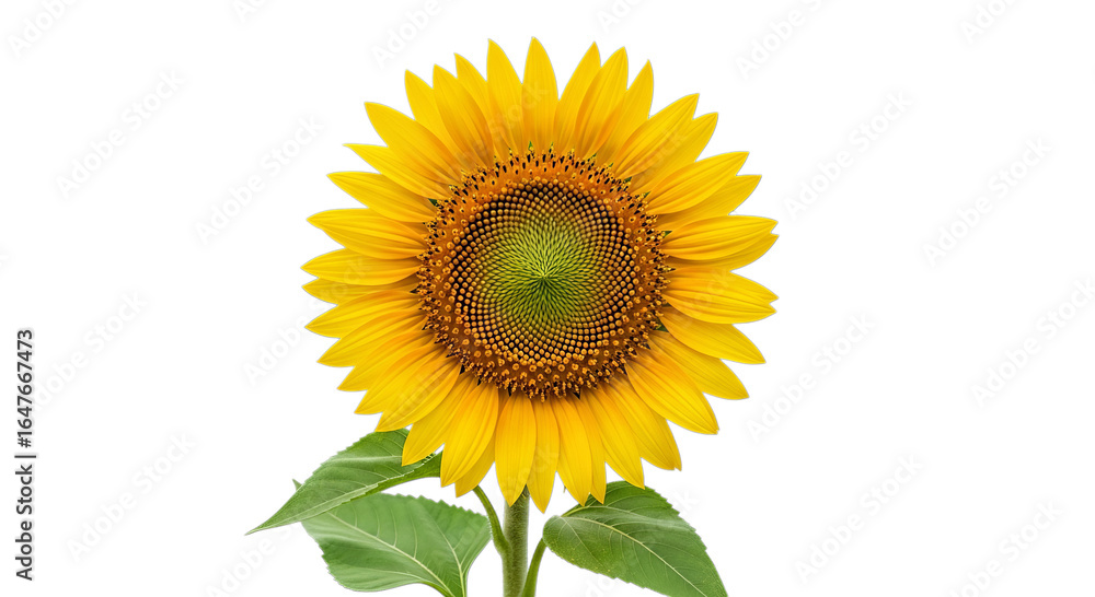 Fototapeta premium A vibrant sunflower showcasing its bright yellow petals and intricate center, symbolizing warmth and positivity.