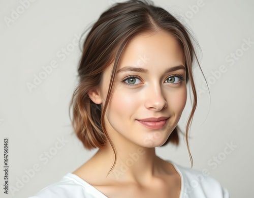 Wallpaper Mural Close-up portrait of a smiling woman with brown hair and green eyes  Torontodigital.ca