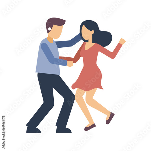 Illustration of a man and woman dancing together in a fun manner