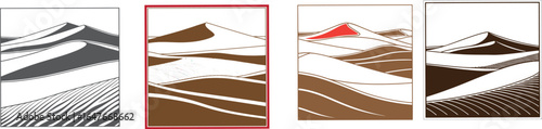 Stylized desert dunes graphic art landscape