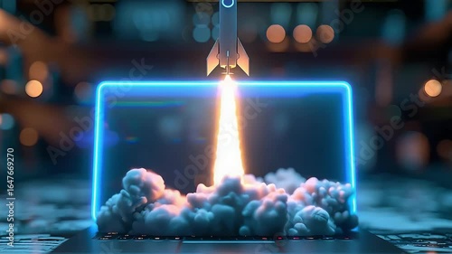 digital illustration of a rocket launch footage