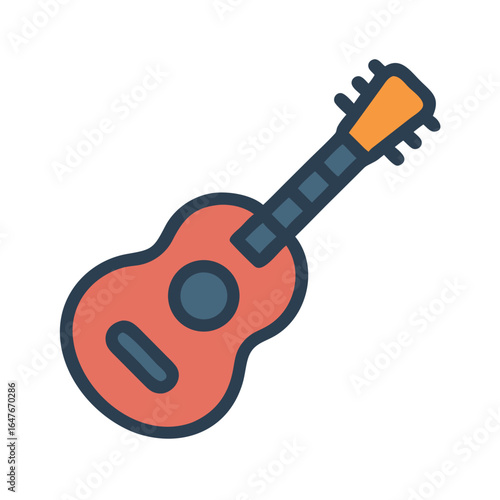Stylized acoustic guitar with vibrant color scheme and outlined features