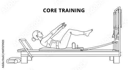 Core Training Pilates Reformer Exercise Illustration