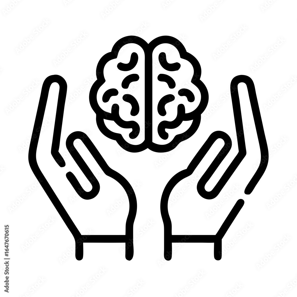 Obraz premium Hands cradling brain represent mental health, creativity, and neurological health