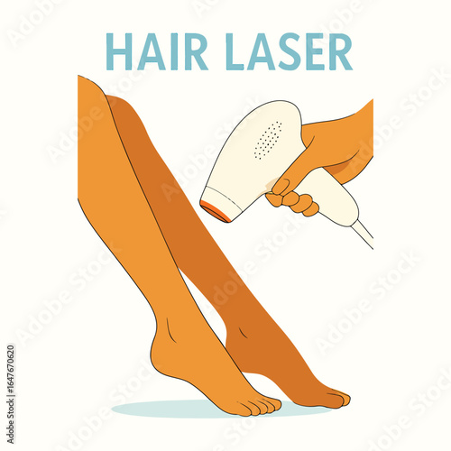 Hair Removal Illustration Depicting Laser Treatment on Legs for Smooth Skin and Beauty Care Routine Promotion
