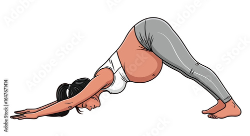 Pregnancy yoga Downward dog pose exercise for pregnant woman