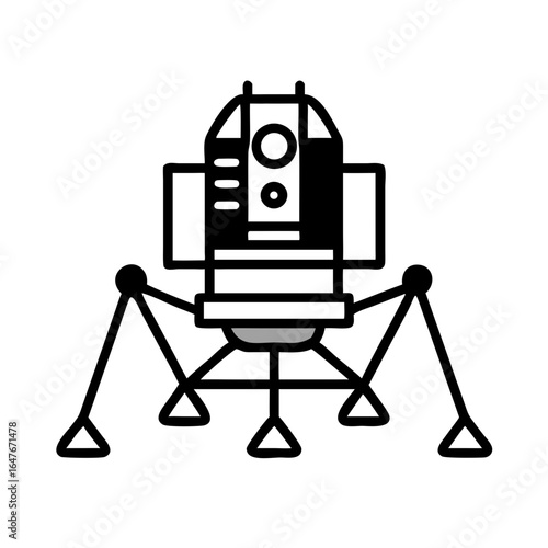 Illustration of a Lunar Lander with Distinctive Black and White Outlines