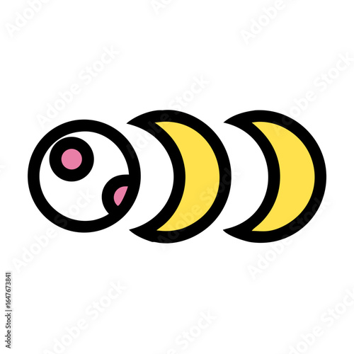 Abstract phases of moon with pink spots on a light background