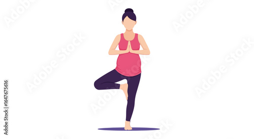 Pregnancy Yoga Woman in Tree Pose