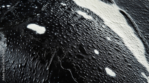 Orca skin close up black and white texture detail