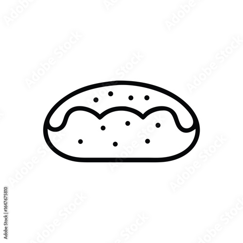 Ine drawing outline icon pita bread with dots graphic