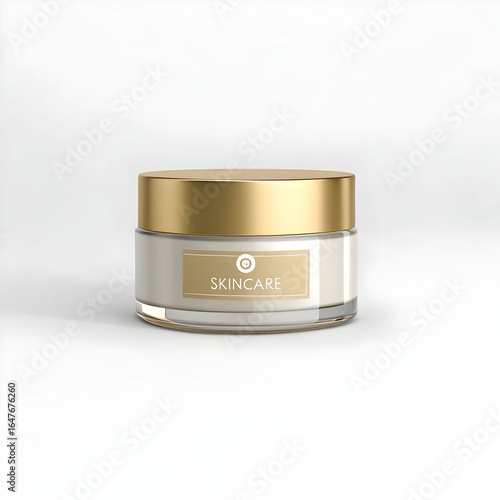 3d mockup of skincare jar with gold lid minimali