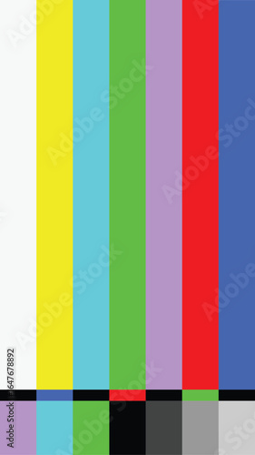 Television Test Pattern Stripes. No signal screensaver vector illustration