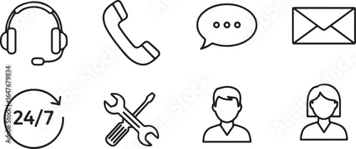 Customer Service Contact Us Icon Set