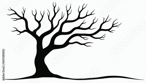 Wallpaper Mural Black Silhouette of a Bare Tree on White Background Torontodigital.ca