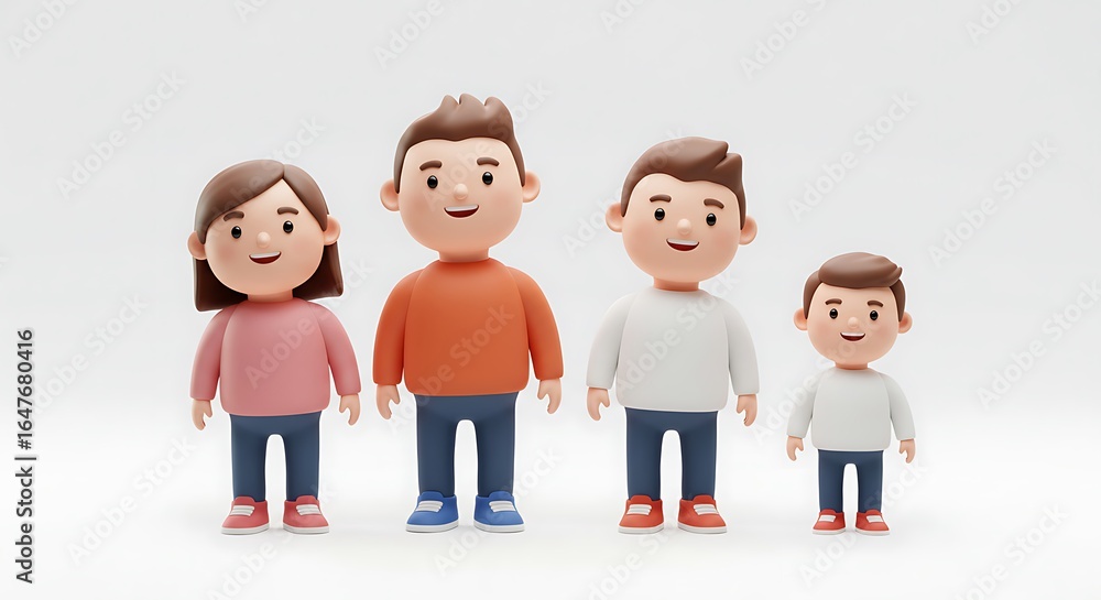 Fototapeta premium Stylized cartoon family 3 d rendering