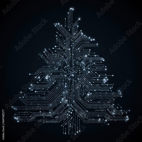 Circuit tree design symbolizing technology and innovation during the holiday season