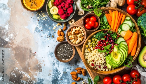 Wallpaper Mural Healthy bowl of assorted fresh vegetables and fruits Torontodigital.ca