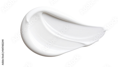 A swatch of white cosmetic cream with a smooth and milky texture isolated on a transparent background png