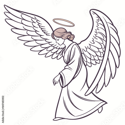 An angel with robes of pure light. This ethereal, spiritual, and beautiful image is perfect for designs that need to convey a sense of holiness, grace, and peacefulness.