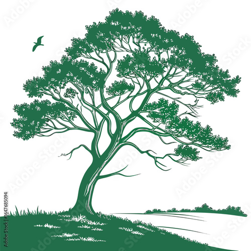 An endless evergreen tree with infinite appeal. This conceptual, abstract, and artistic illustration is perfect for designs that need to convey a sense of limitless possibilities and wonder.