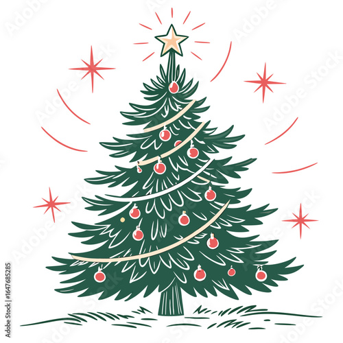An everlasting Christmas tree with perpetual beauty. This symbolic and timeless illustration is perfect for designs that need to convey a sense of permanence, tradition, and enduring love.