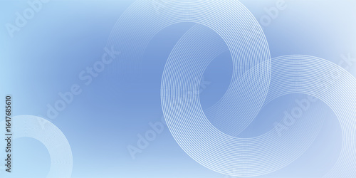 Abstract circle lines on light blue background. Geometric stripe line art design for poster, brochure, cover, website, header, web banner, presentation.