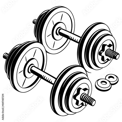 Adjustable dumbbells with weights and collars weight plates