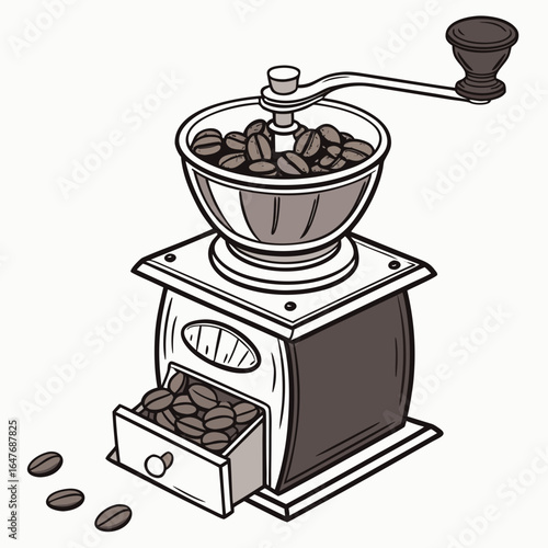 Vintage coffee grinder with beans manual kitchen