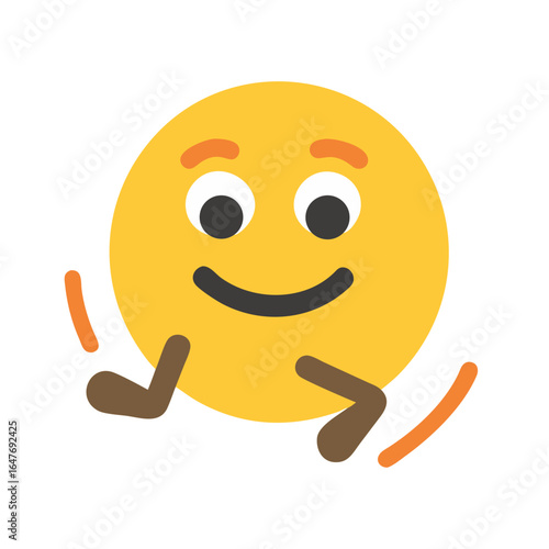 Excited Smiley Face Emoji with Arms Raised and Ready for Fun
