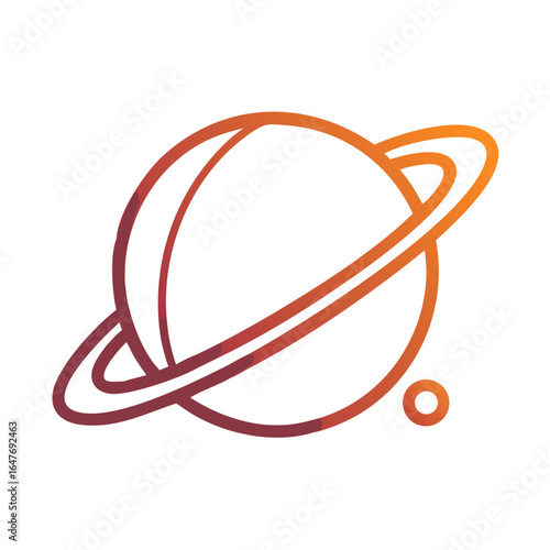 Minimalist vector graphic of a ringed planet in an orange gradient