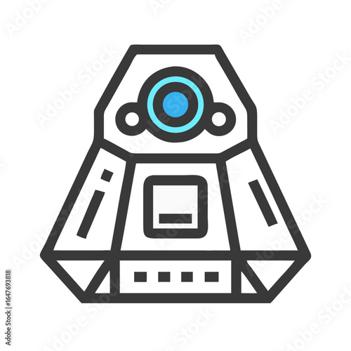 Minimalist vector illustration of a space capsule or lander design