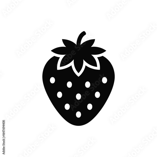 Simple black silhouette icon of a strawberry fruit