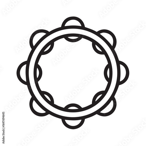 Minimalist vector illustration of a tambourine outline on a white background design