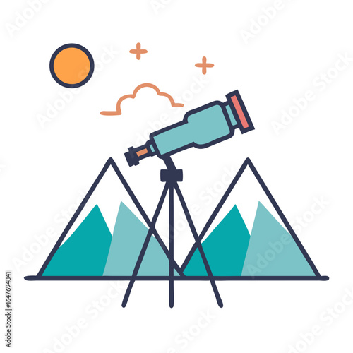 Adventure awaits with the majestic mountain view and stellar telescope image