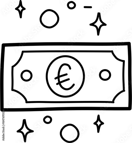 Sparkling Euro Banknote: Hand-Drawn Illustration