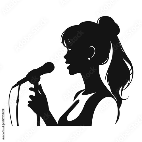 silhouette of a woman singing