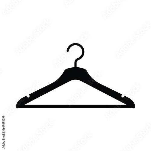 Simple black silhouette of a wooden clothes hanger