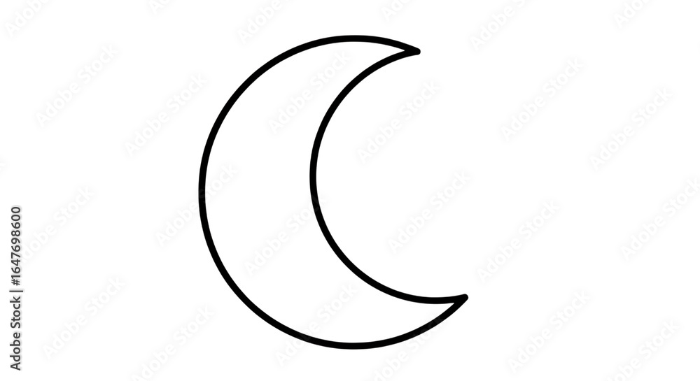 Stylized crescent moon outline isolated on transparent background perfect for design projects and digital media applications Stylized crescent moon outline isolated on transparent background perfect for design projects and digital media applications