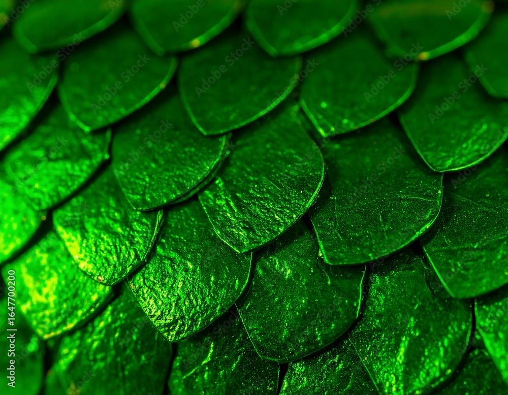 Obraz premium Close-up of bright green dragon scales