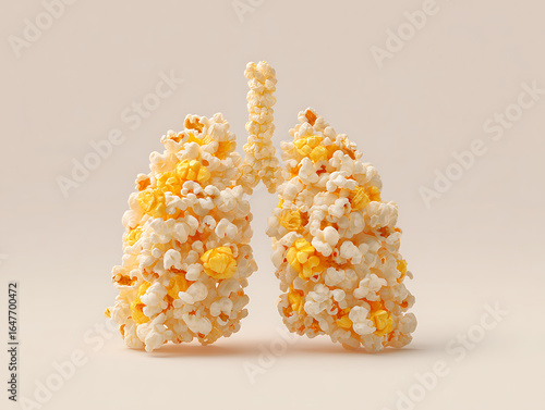 Popcorn Lung Illustration: A creative representation of respiratory health and the dangers of certain inhalants and lung diseases.