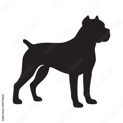 Strong Dog Silhouette Standing Alert Illustration