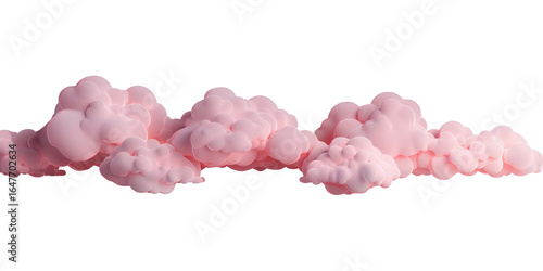Fluffy pink clouds isolated on transparent background, soft and dreamy, representing imagination and fantasy